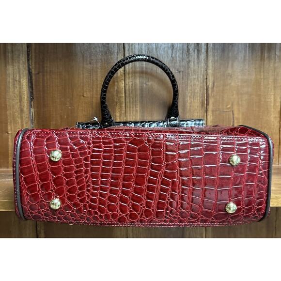 Samantha Brown Croco-Embossed Dowel Travel Bag Tote Work Weekend Watermelon NWT - Picture 3 of 5